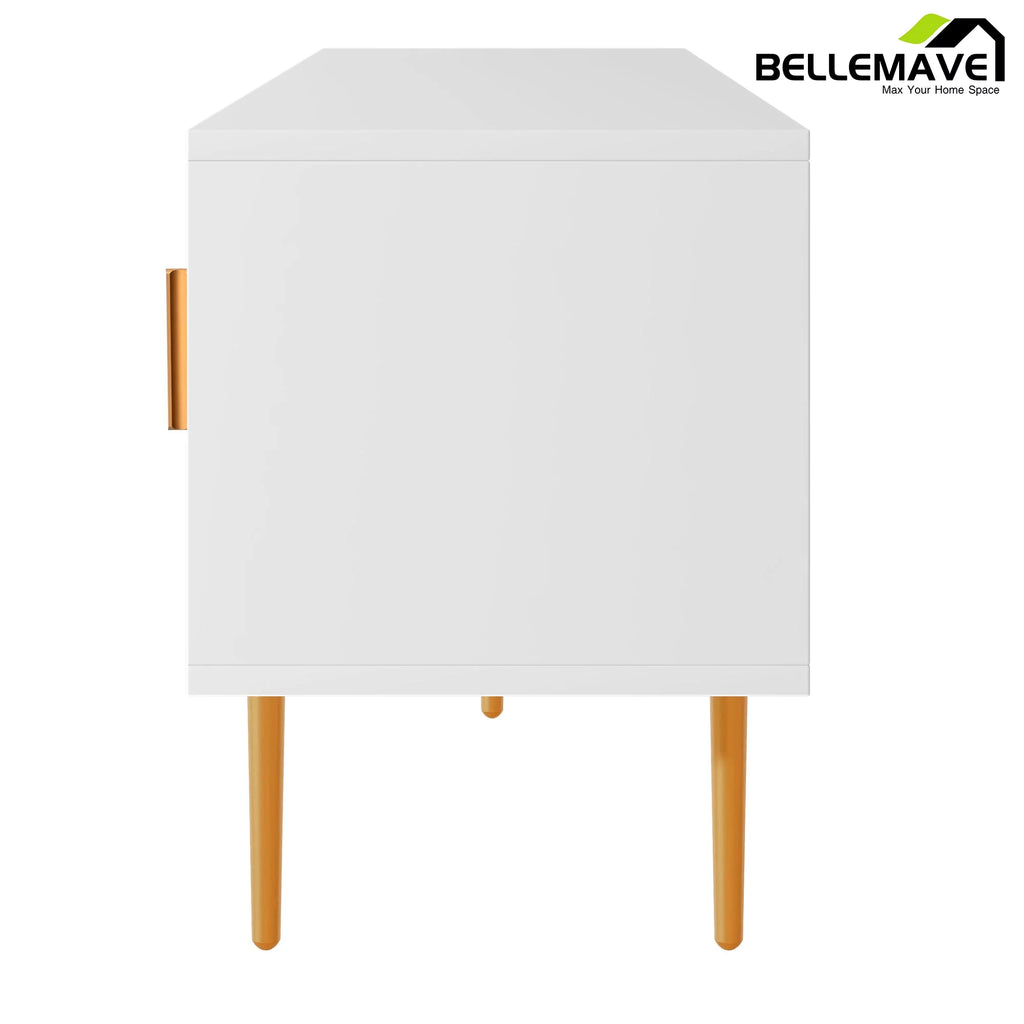 White Wood TV Stand with 2 Drawers and Cabinets U4820