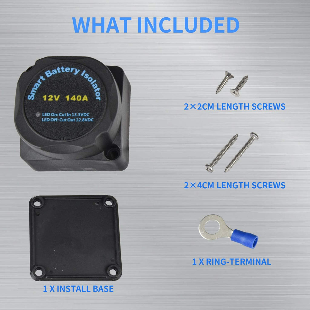 Dual Battery Isolator Kit 12V 140Amp Voltage Sensitive Relay A33239