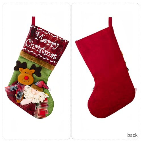 3 Pack Christmas Stockings with Santa Snowman Reindeer Design G78422