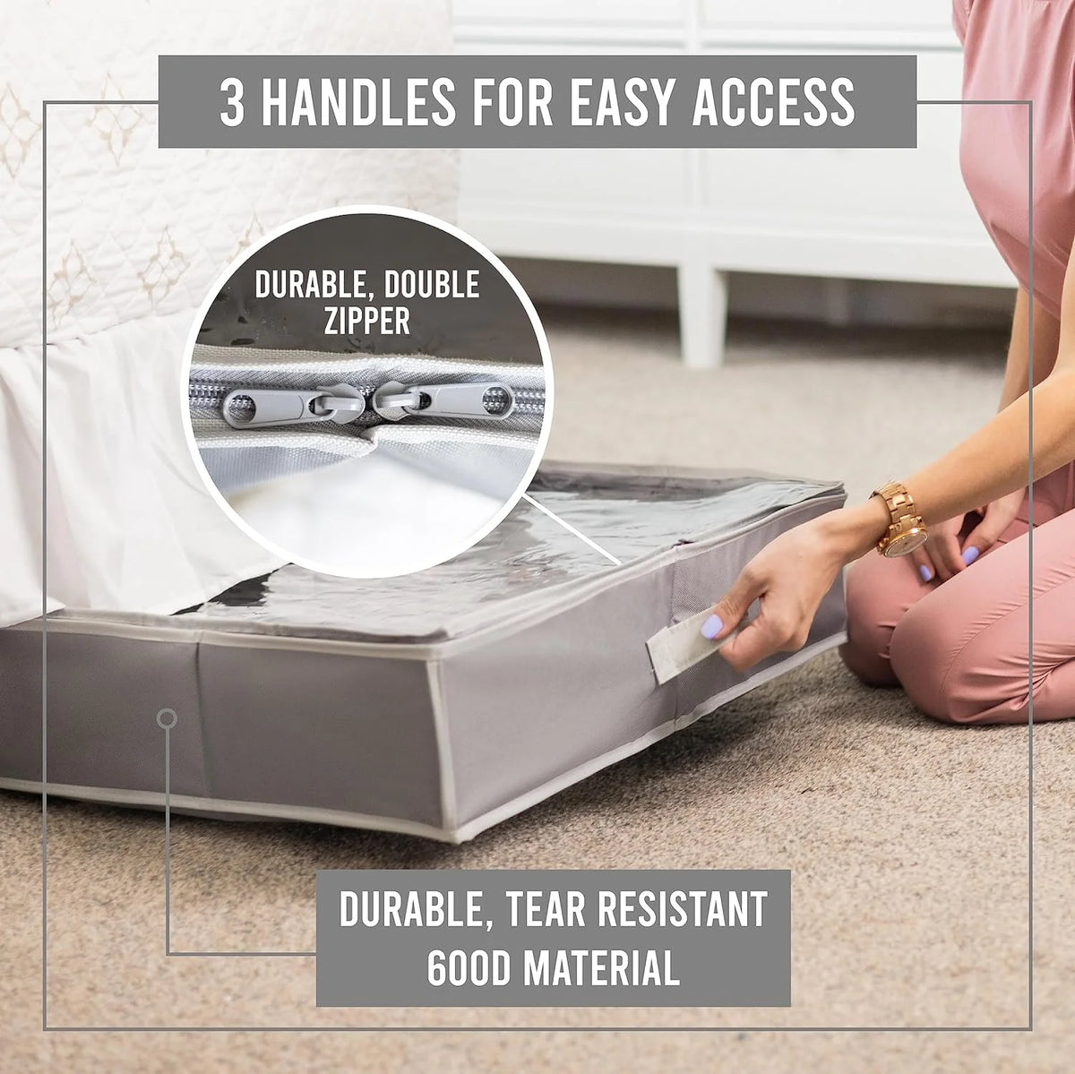 Extra Large Underbed Shoe Storage Organizer, Set of 2 Gray C583
