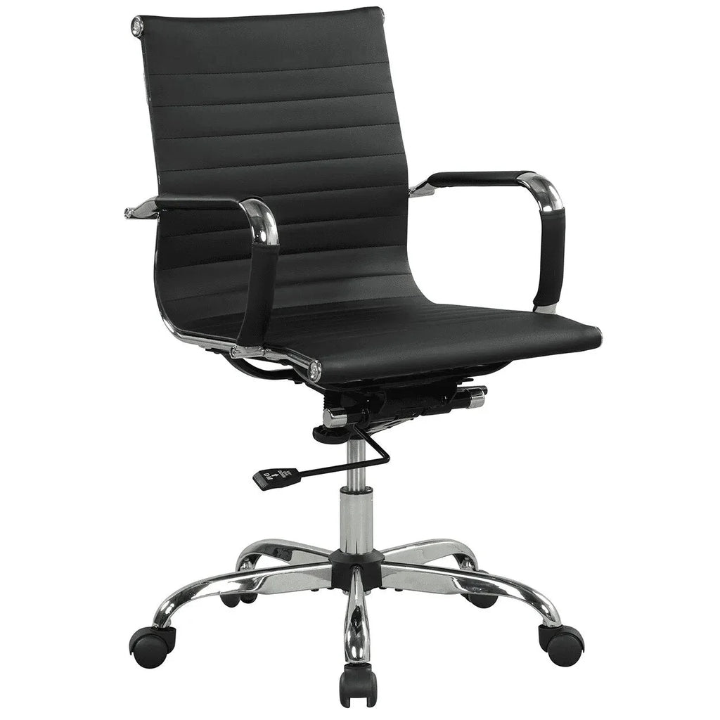 White Ribbed Back PU Leather Office Chair D269