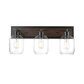 3-Light Matte Black Vanity Light with Clear Glass Shades C36287