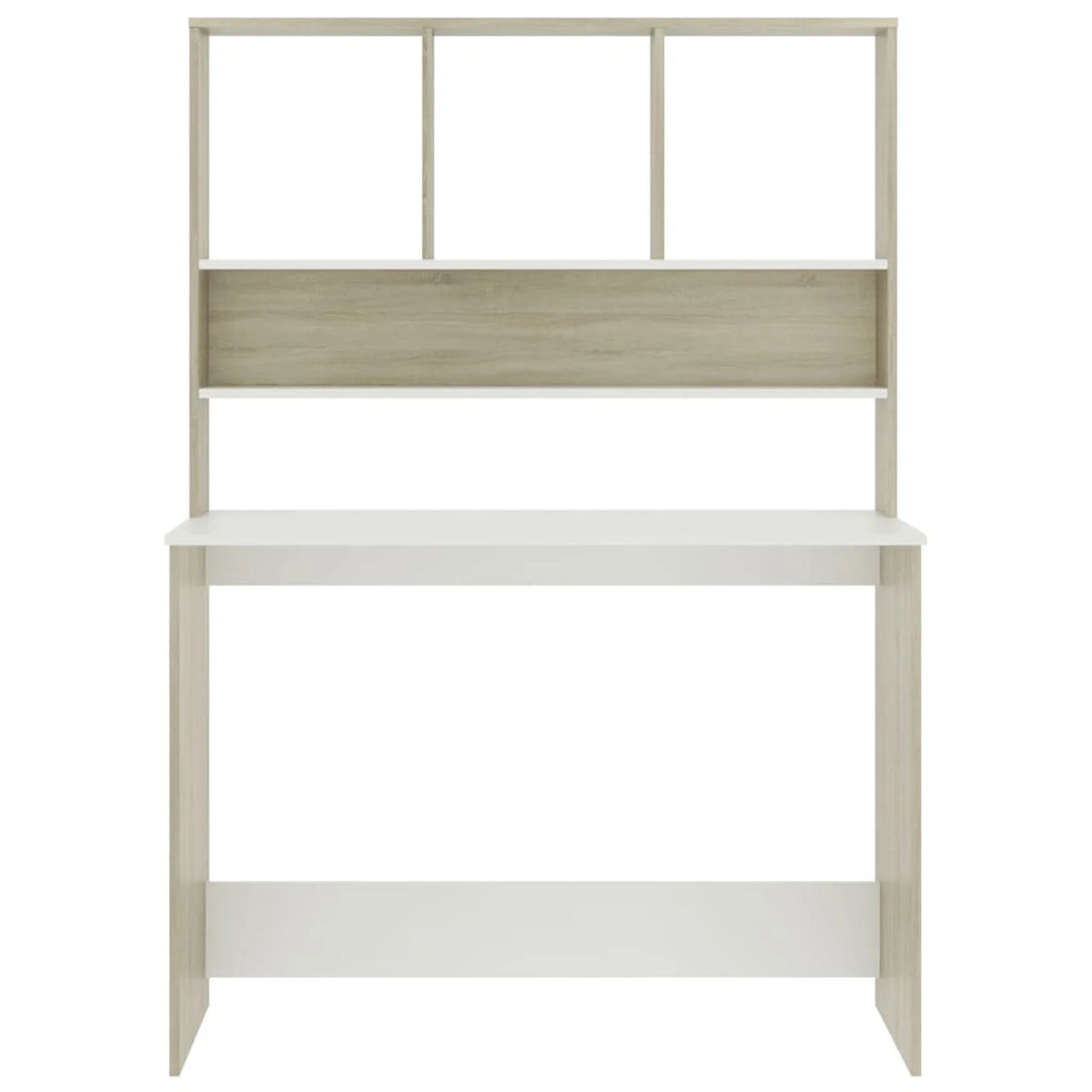 White and Sonoma Oak Engineered Wood Desk with Shelves K53573