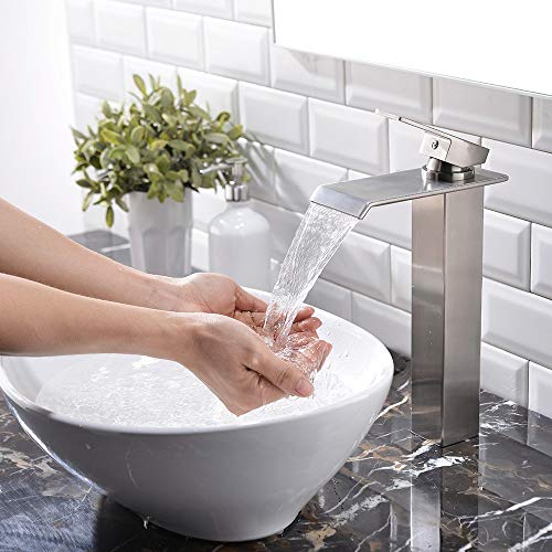 Black Single Handle Stainless Steel Waterfall Vessel Sink Faucet U269