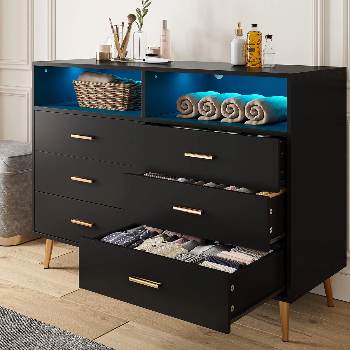 White 6 Drawer Wood Dresser I6732