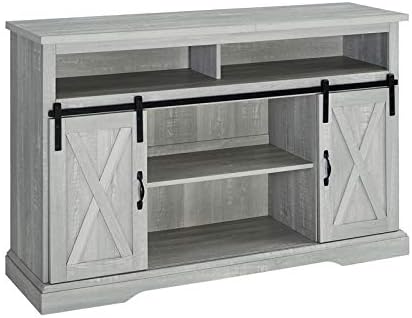 Stone Gray Barnwood Sliding Door Wood TV Stand U863