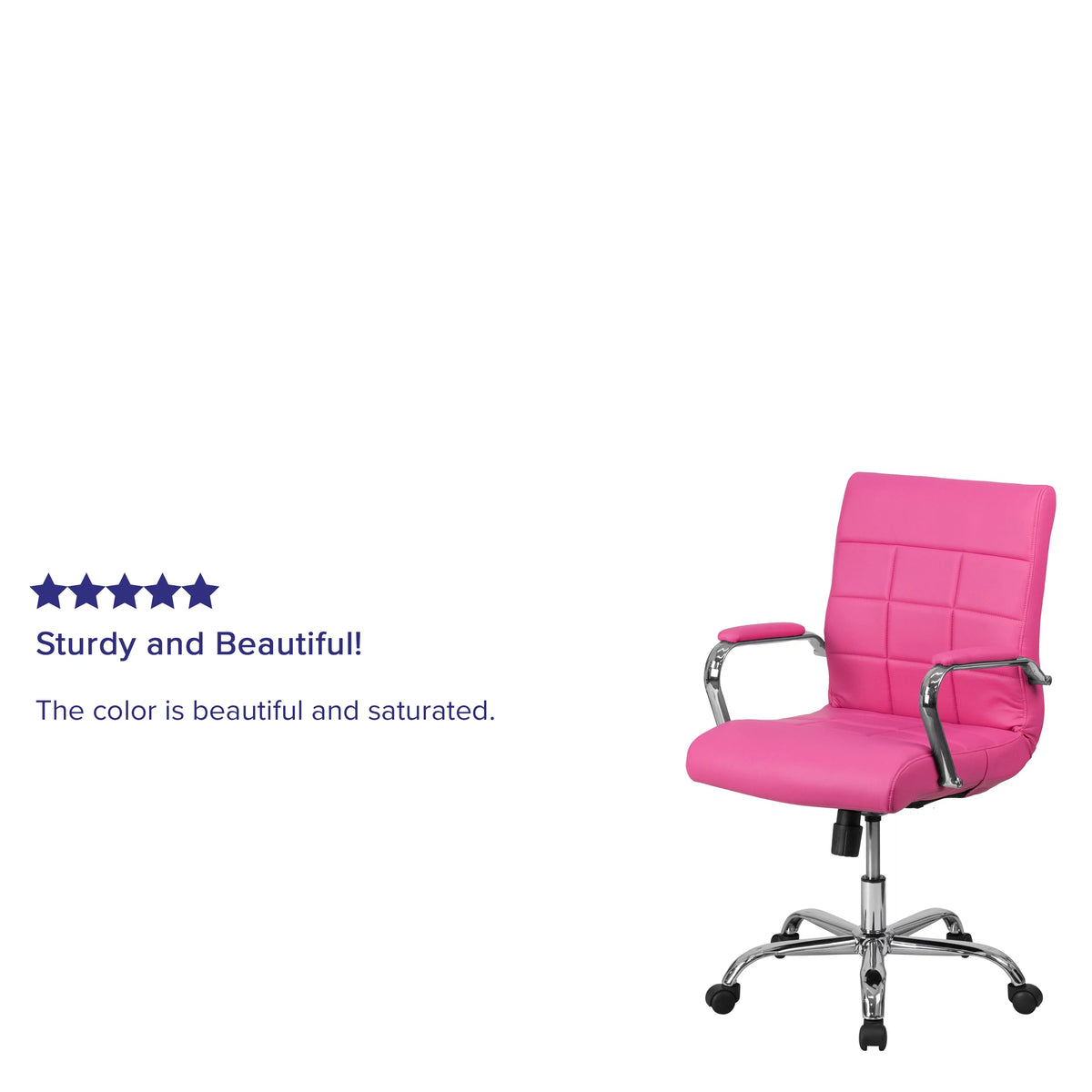 Pink Vinyl Swivel Office Chair with Chrome Base M2939