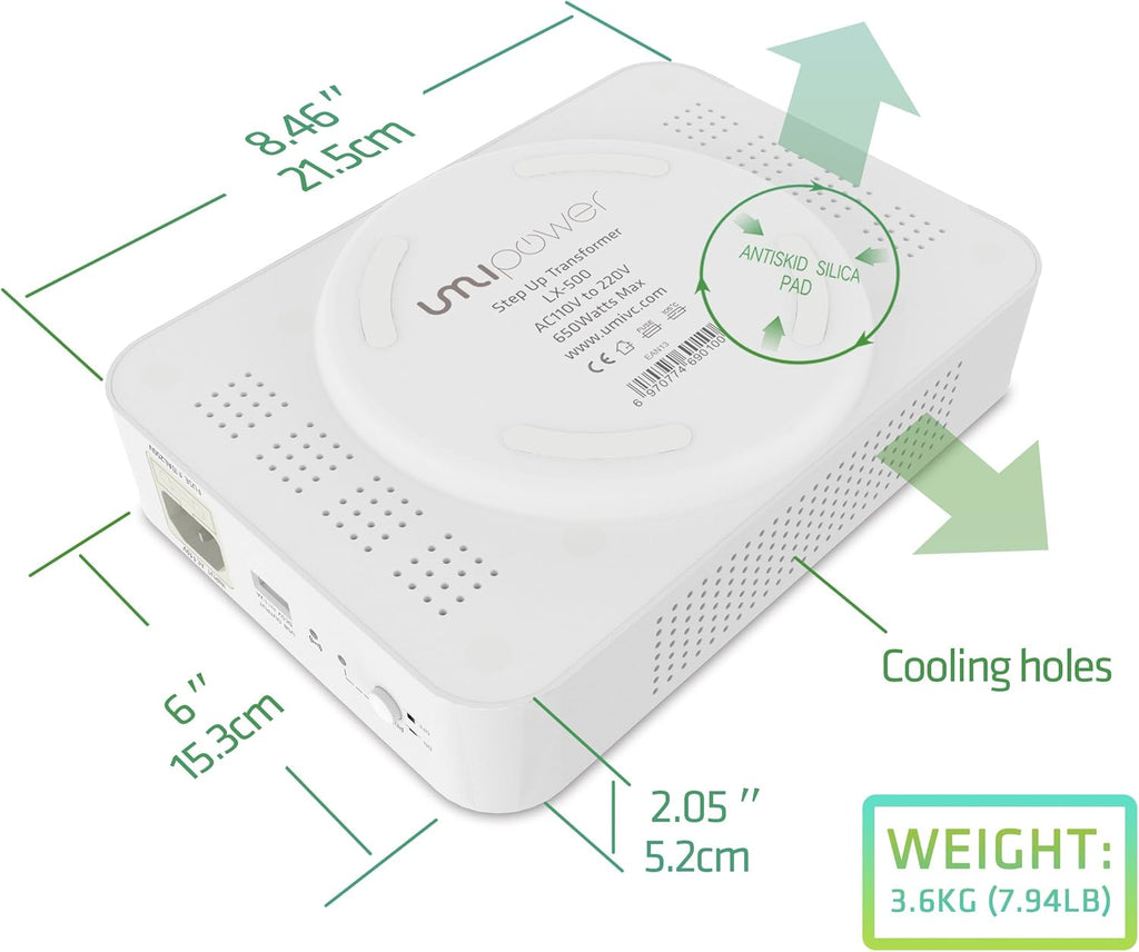110V to 220V Step Up Voltage Converter 500Watts with Wireless Charging and USB Port Pack of 2 B787897