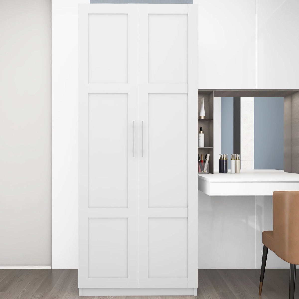 White 31 inches Wood Storage Cabinet with Doors P248