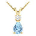 1.55 Carat 14K Yellow Gold Aquamarine and Round Lab Grown Diamond Solitaire Pendant Necklace J790610