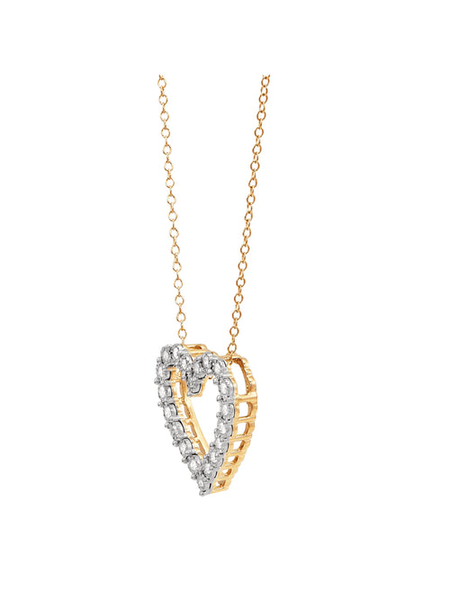 1/4 cttw Diamond Heart Pendant Necklace in 14kt Gold-Plated Sterling Silver, 18" P9630