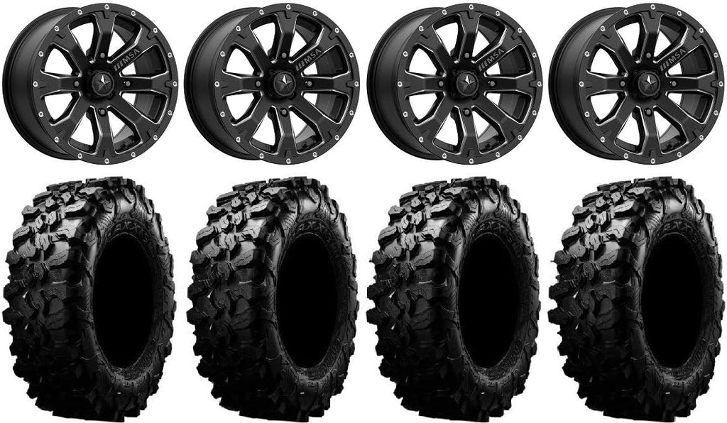 Bundle - 9 Items: 14 Wheels Black 32 Tires 4x137 Bolt Pattern 10mmx1.25 Lug Kit Y38999