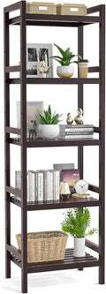 White 5-Tier Narrow Bamboo Bookshelf W38253