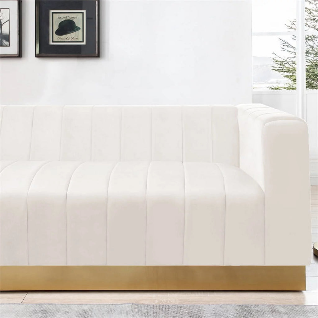 Cream Gold Velvet Steel Sofa S95504
