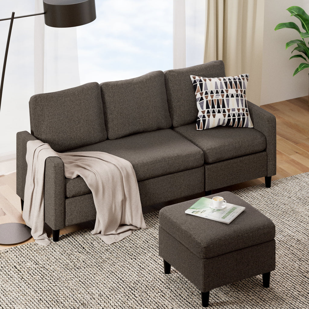Dark Grey Convertible Sectional Sofa with Reversible Chaise I647514