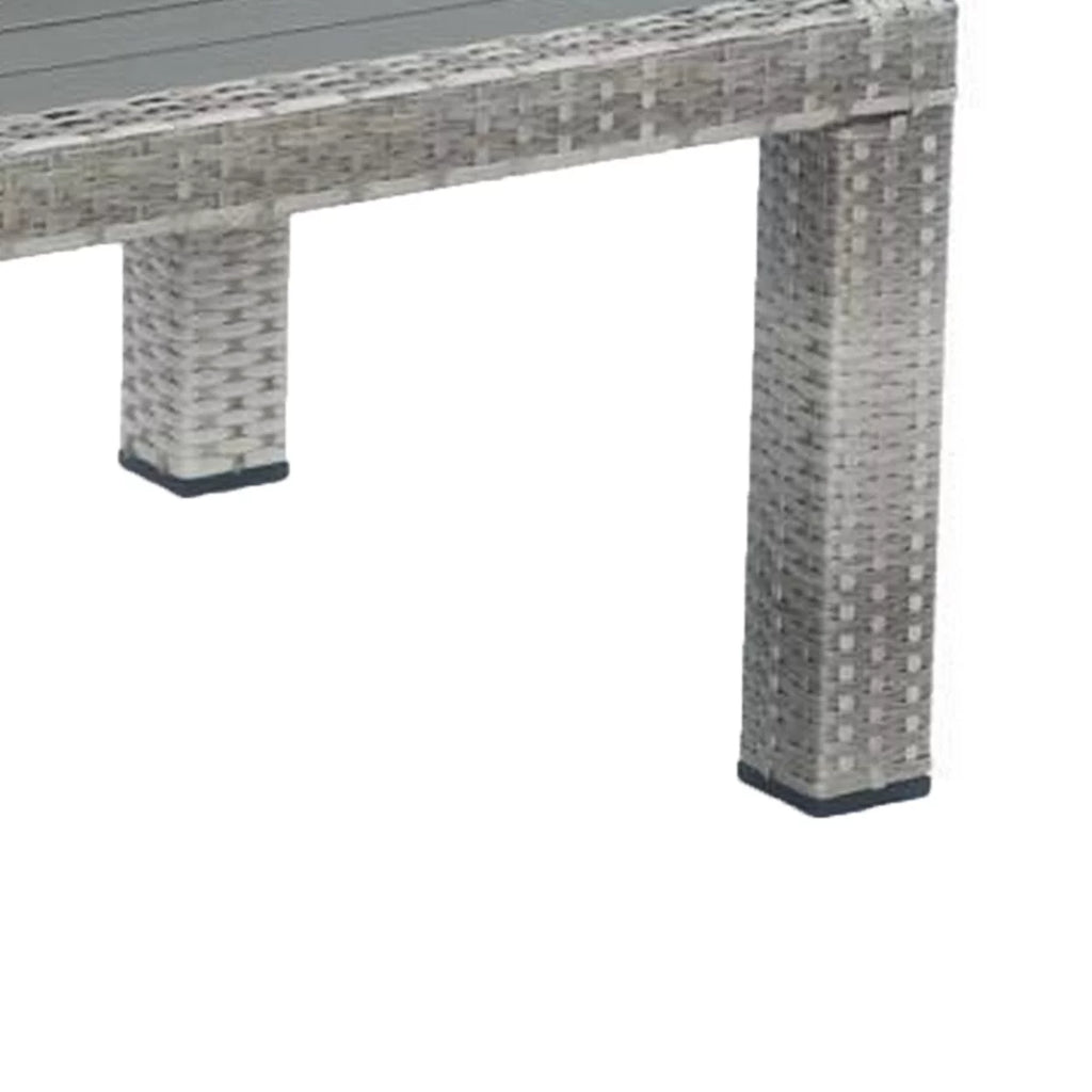 46 Inch Gray Faux Wood Woven Resin Wicker Outdoor Coffee Table A839971