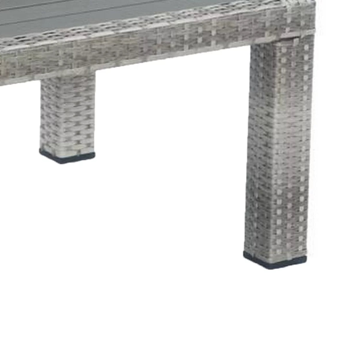 46 Inch Gray Faux Wood Woven Resin Wicker Outdoor Coffee Table A839971