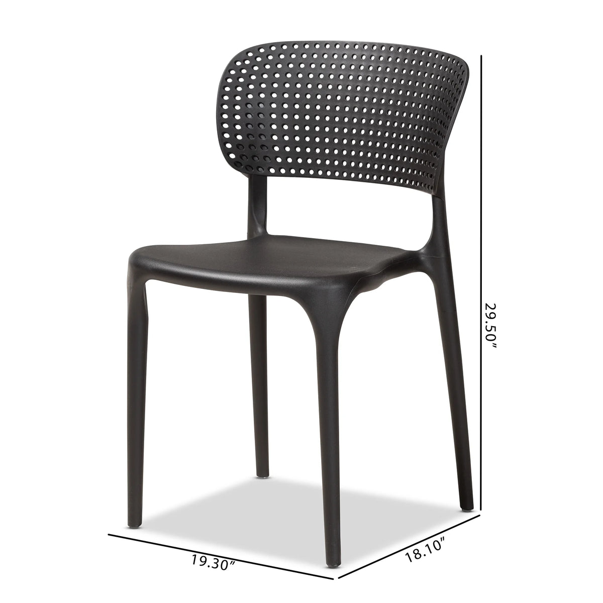 Black Finished Polypropylene Plastic 4-Piece Stackable Dining Chair Set K9695