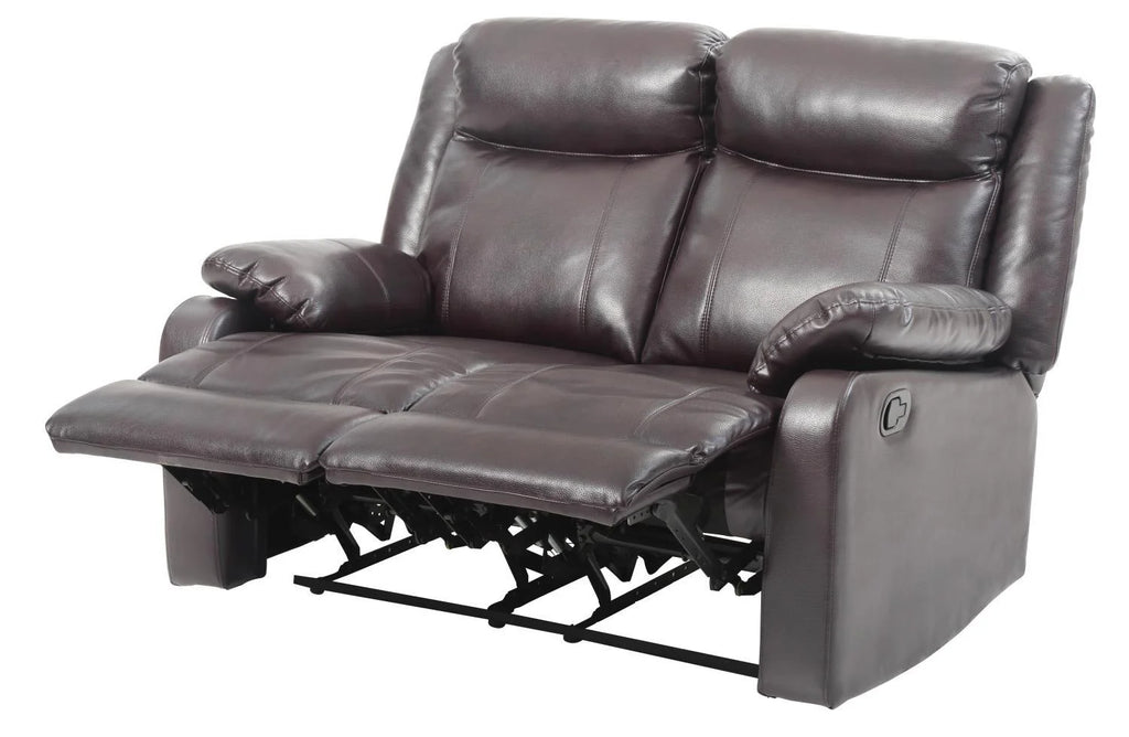 Dark Brown Faux Leather Double Reclining Loveseat W816