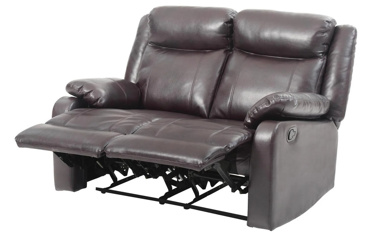 Dark Brown Faux Leather Double Reclining Loveseat W816