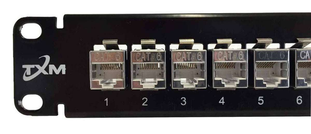 Cat6 24-Port Patch Panel 1 Rack Unit Shielded Feed-through B6049