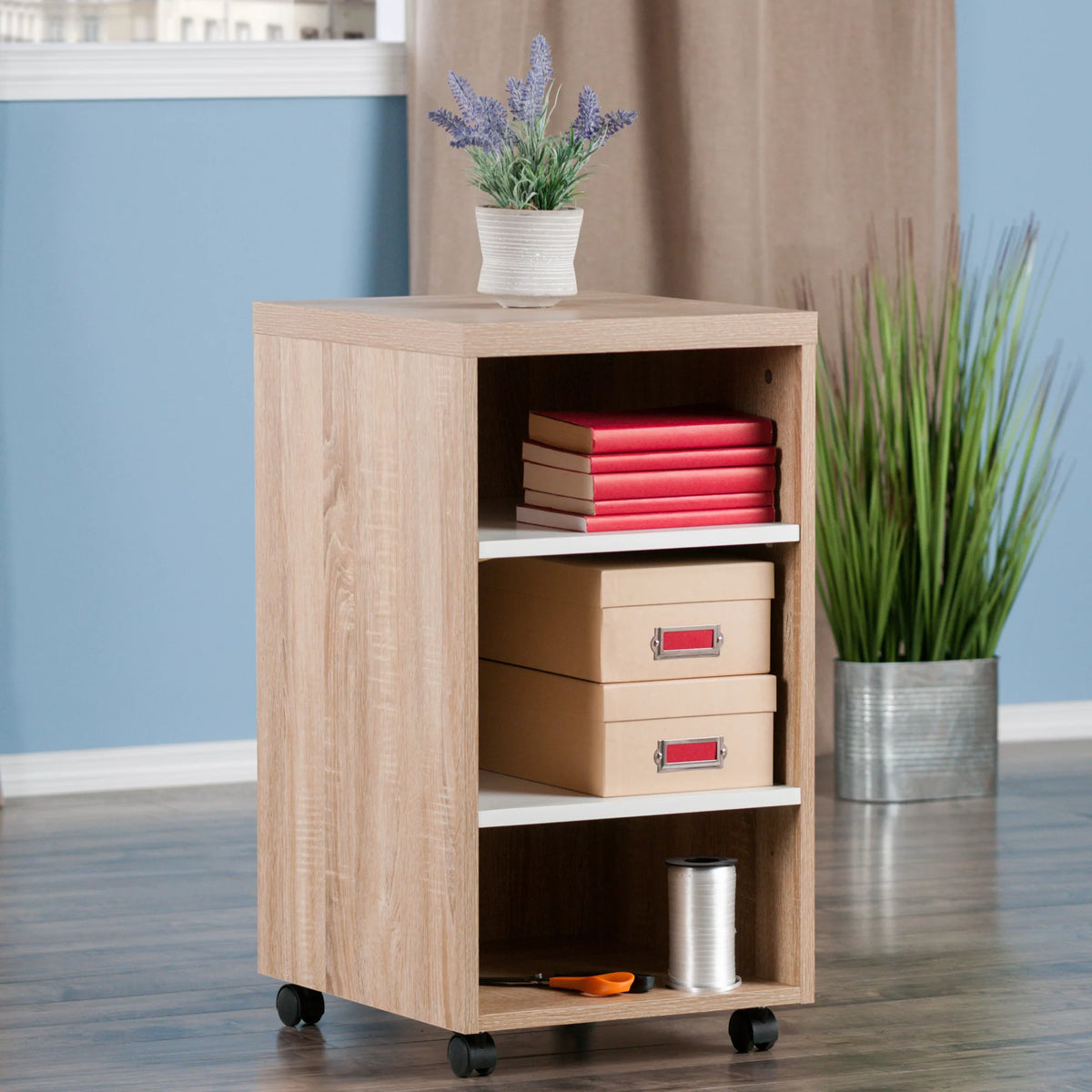 Two-Tone Open Shelves Storage Cabinet T1996