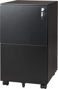 Black 2-Drawer Mobile File Cabinet with Lock M222386
