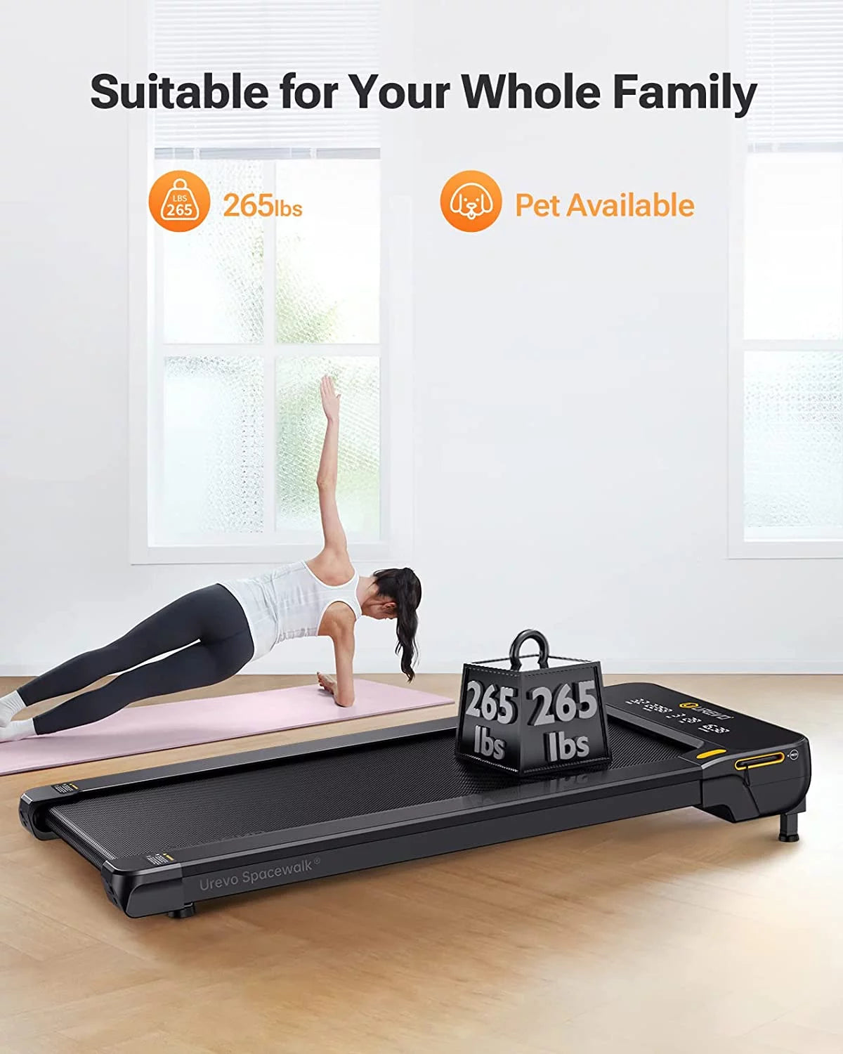Treadmill with Auto Incline, 2.5 HP Under Desk Walking Pad F977997