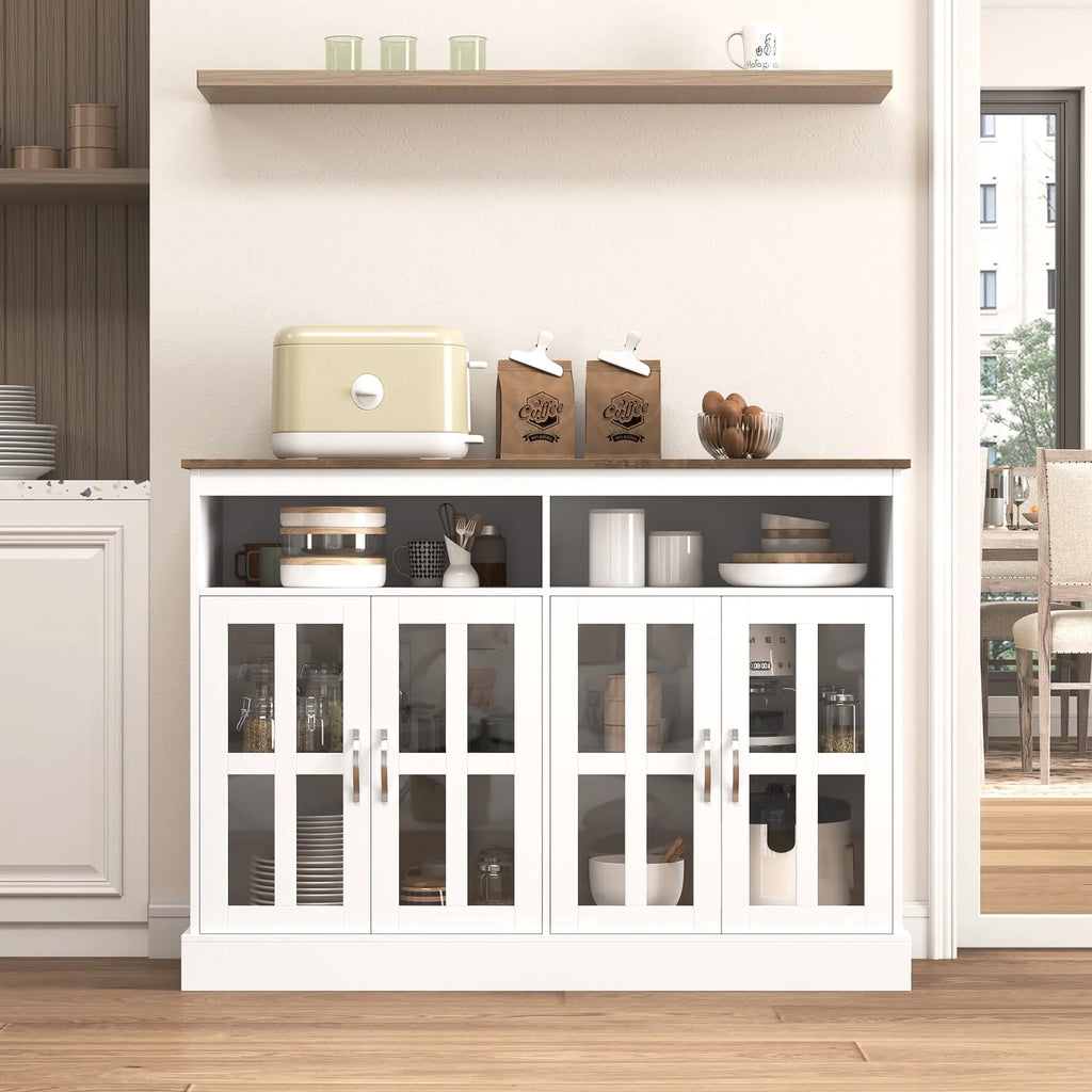 White Sideboard with Glass Doors O7433