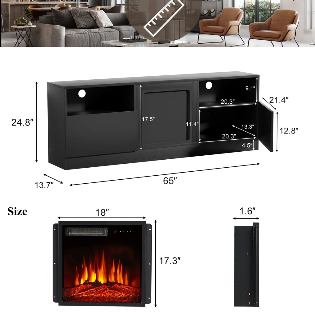 65 Fireplace TV Stand with Electric Fireplace Y687