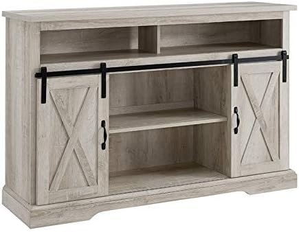 Stone Gray Barnwood Sliding Door Wood TV Stand U863