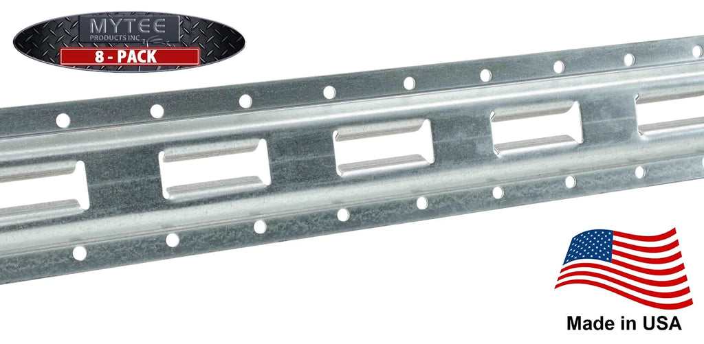 (8 Pack) 5' Vertical Galvanized Steel Bolt-On E-Track Tie-Down Rail M854309