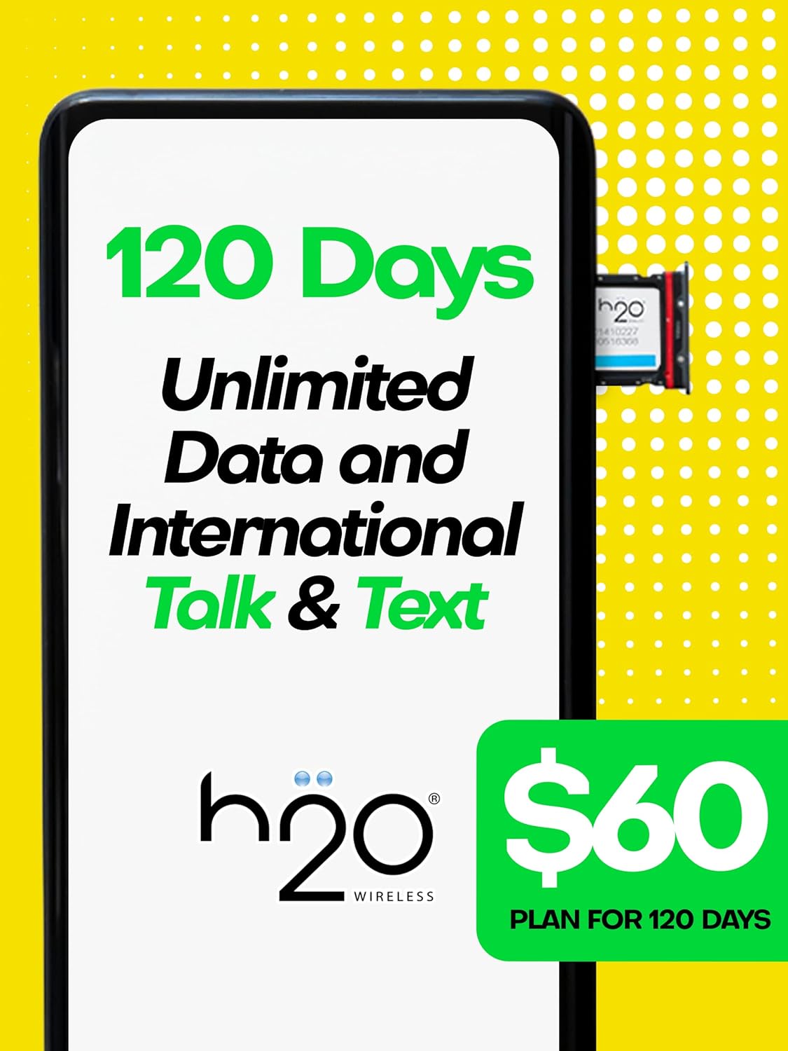 SIM Card with Unlimited 4G LTE/5G Data Coverage with Hotspot, International Talk & Text (120-Day Plan) Q7880