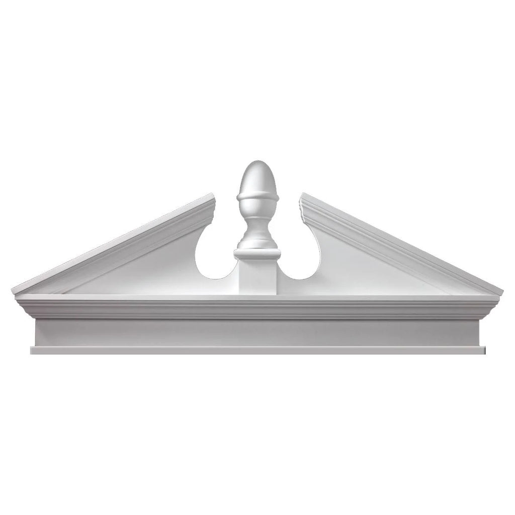 67 1/2x22W x 72x22OW x 25 1/4x22H x 3x22P Pitch 6 / 12 Combination Acorn Pediment with Bottom Trim F222