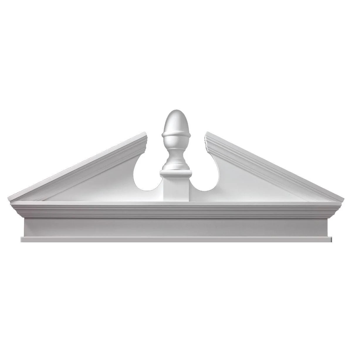 67 1/2x22W x 72x22OW x 25 1/4x22H x 3x22P Pitch 6 / 12 Combination Acorn Pediment with Bottom Trim F222