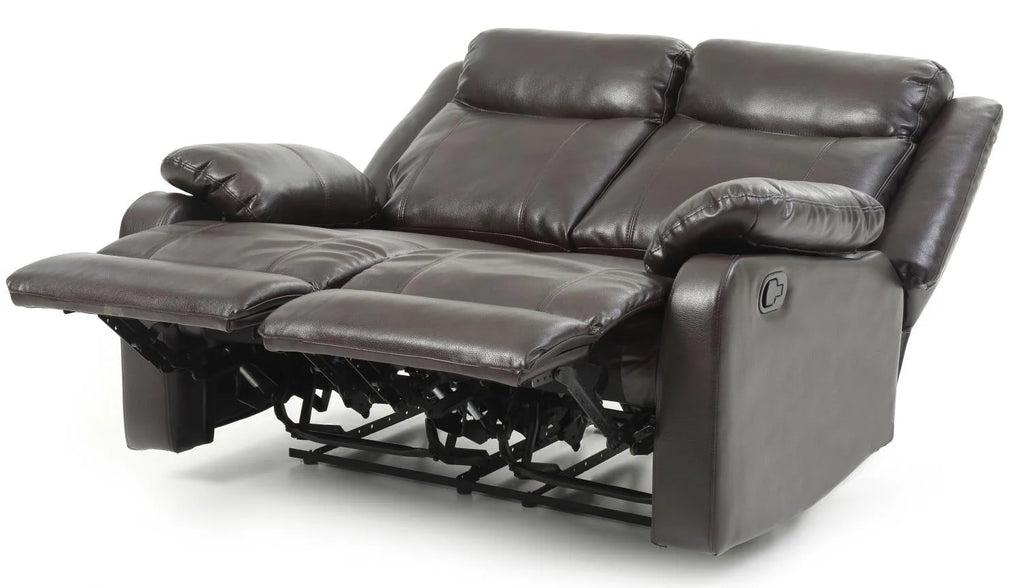 Dark Brown Faux Leather Double Reclining Loveseat W816