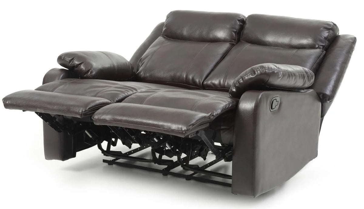 Dark Brown Faux Leather Double Reclining Loveseat W816