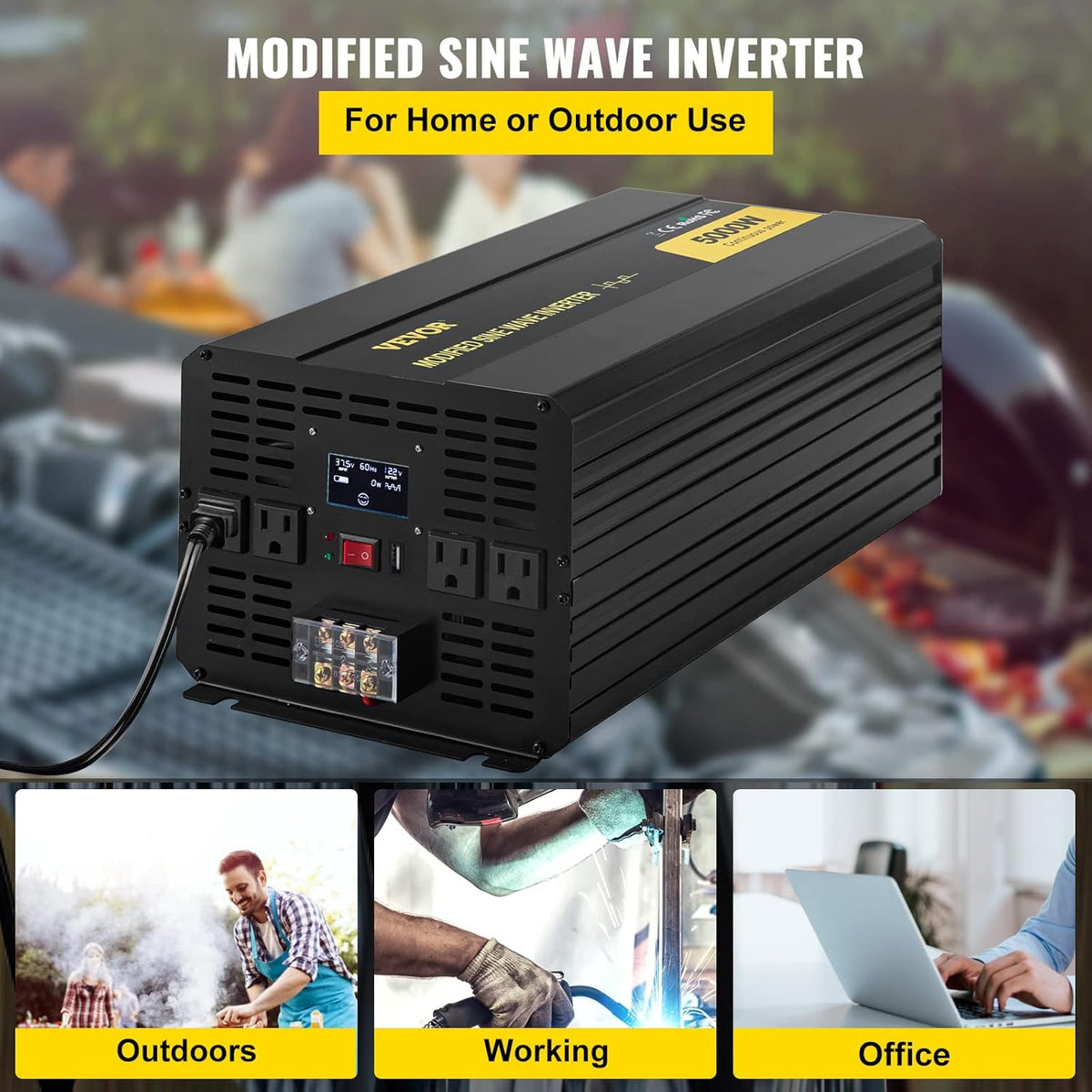 5000W Modified Sine Wave Power Inverter with LCD Remote Controller L190550