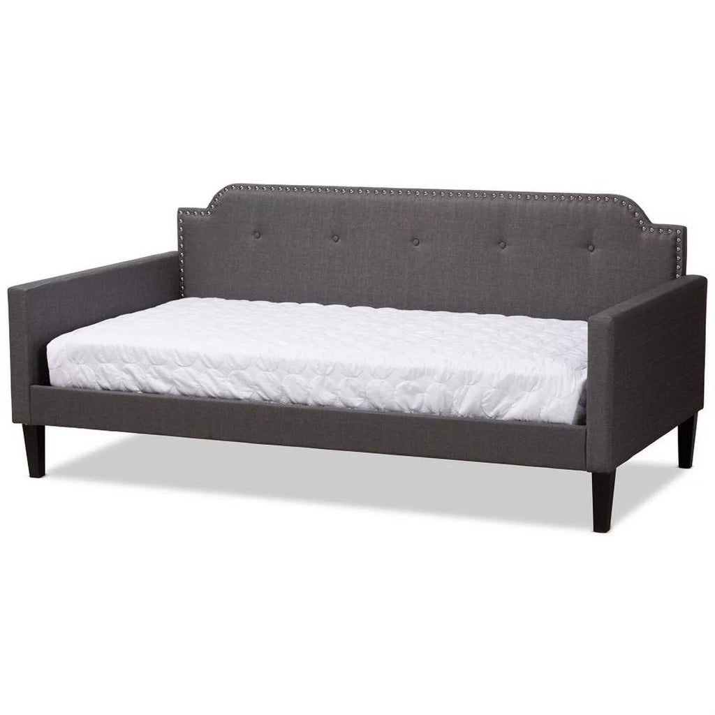 Gray Fabric Tufted Twin Daybed with Wood Frame L39909