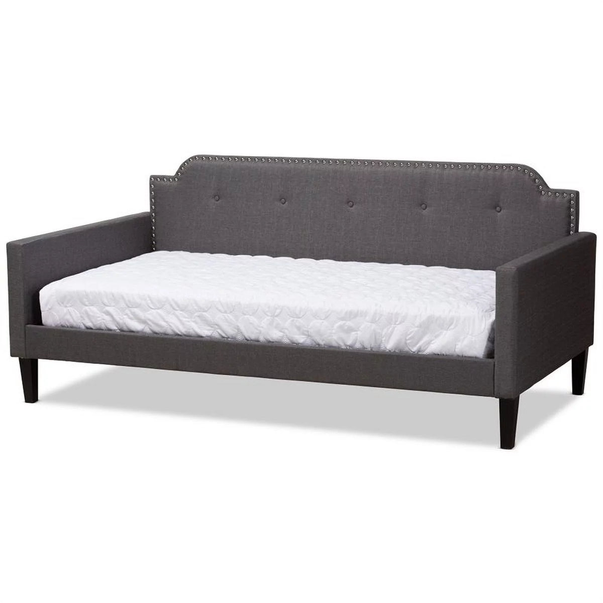 Gray Fabric Tufted Twin Daybed with Wood Frame L39909