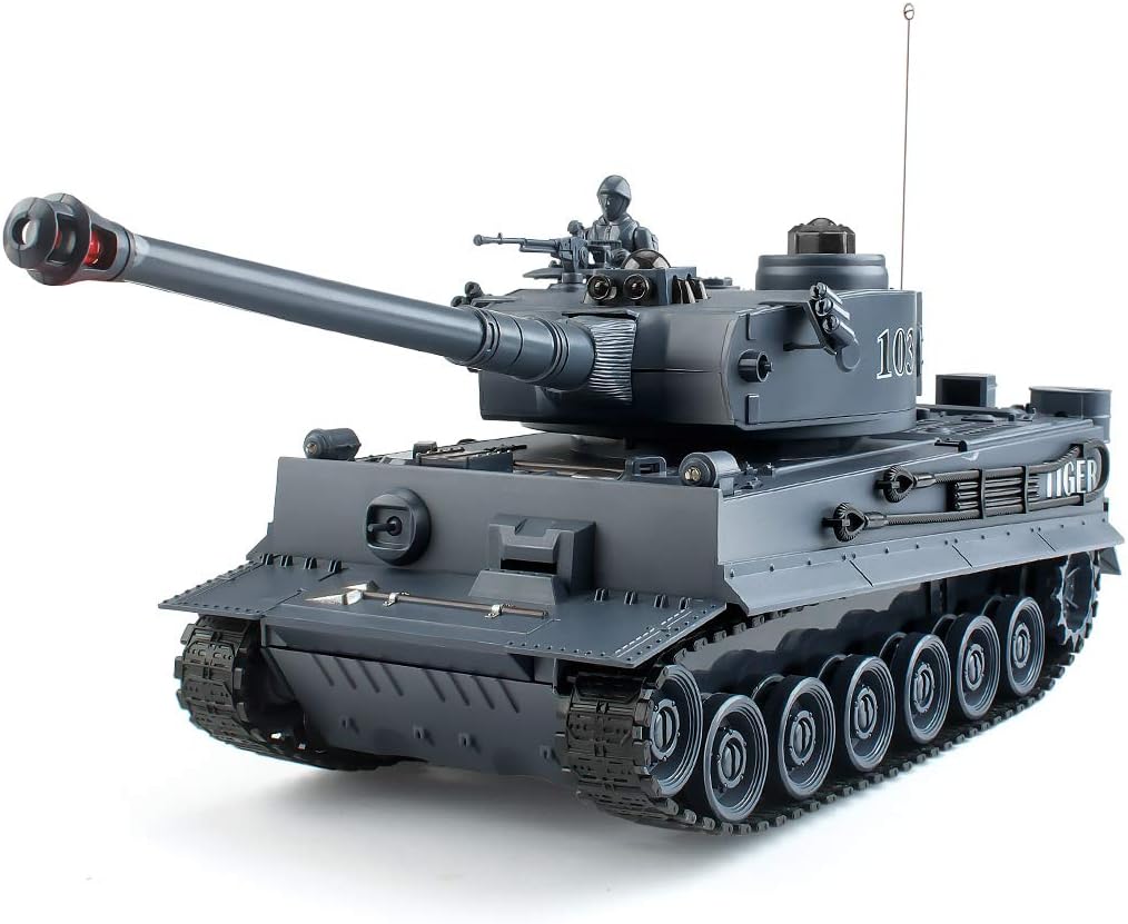 1:28 Remote Control Tank Toy with Sound and Light (Khaki) Z286441