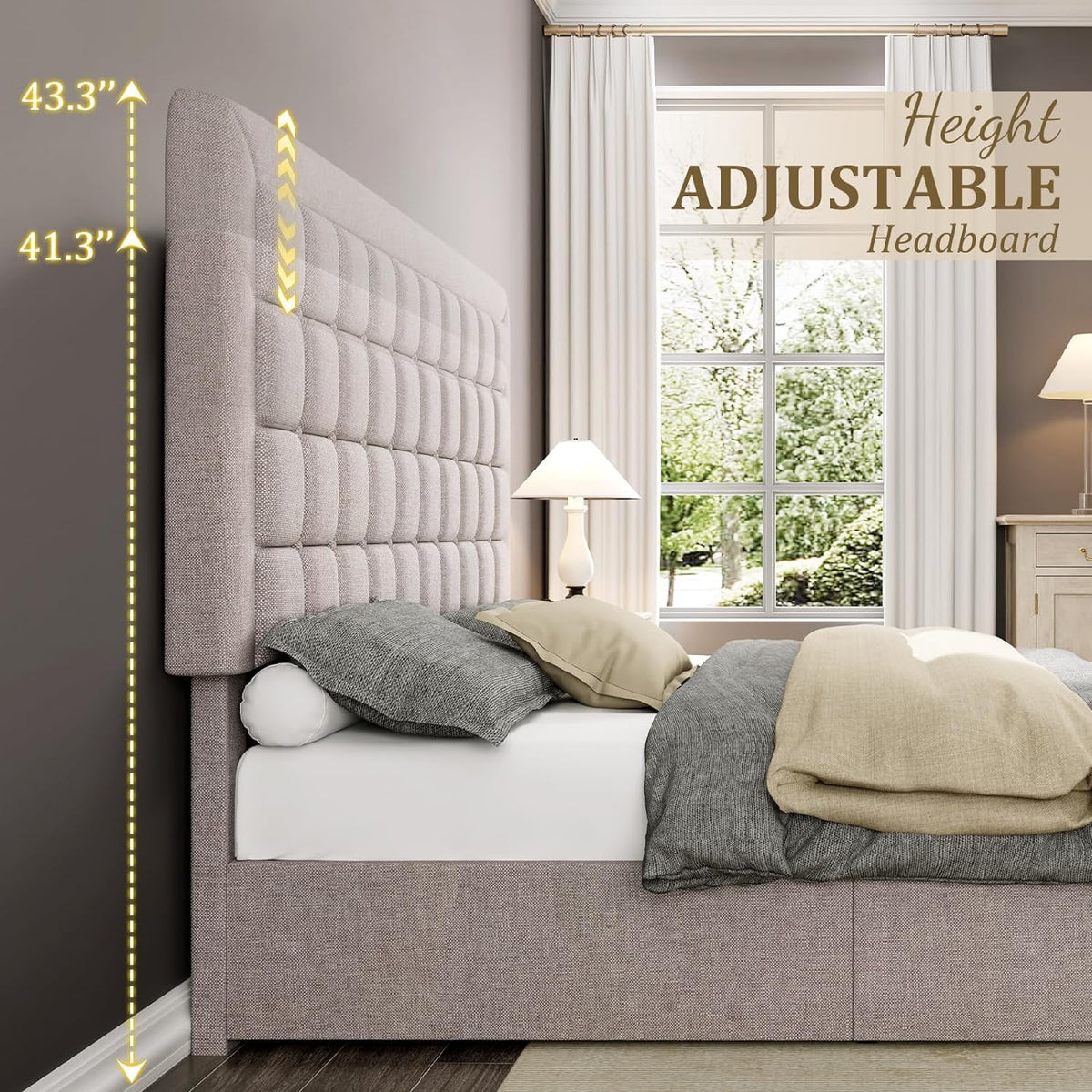 King Size Lift Up Storage Upholstered Platform Bed Frame P180