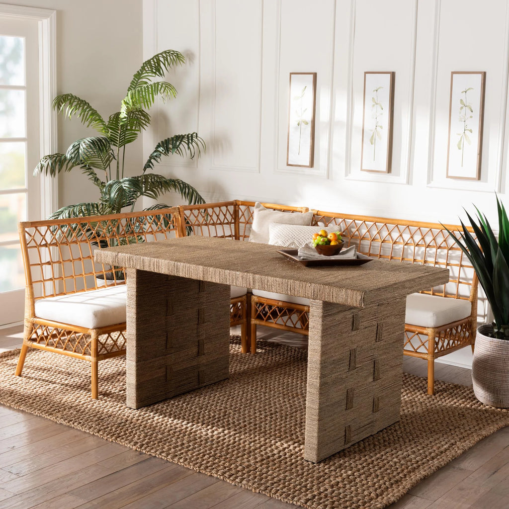 Honey Rattan 4-Piece Dining Nook Set U620781