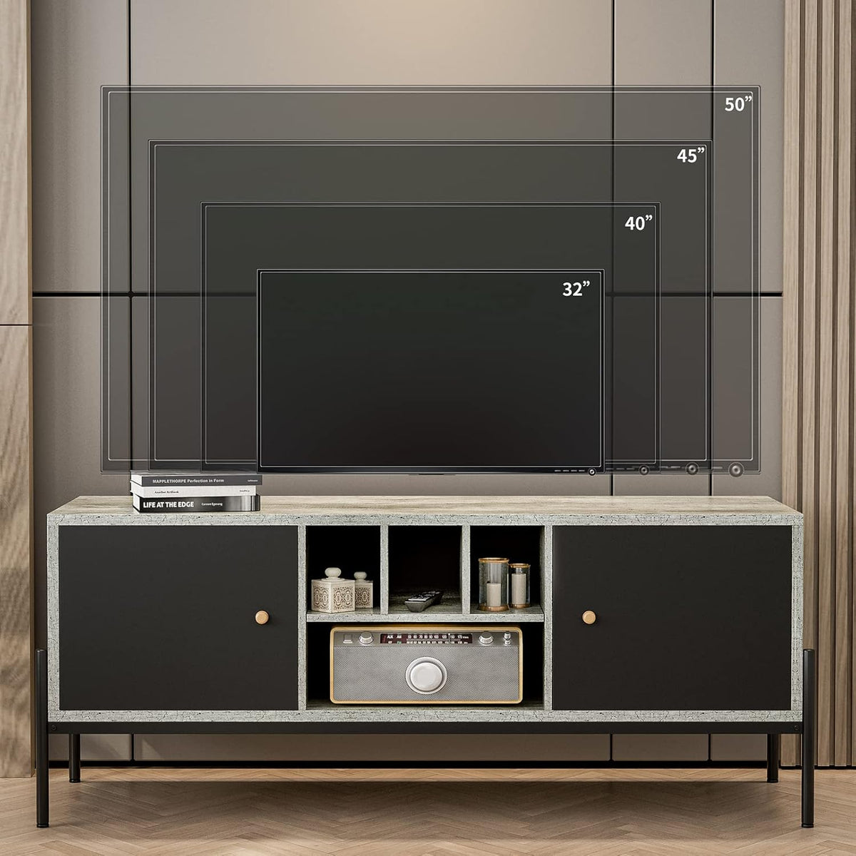 TV Stand with Storage and Open Shelves G2523