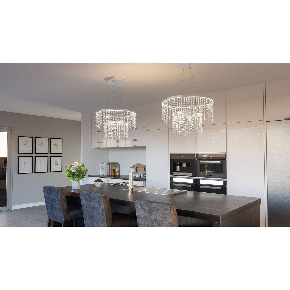 Three Light Semi Flush Mount Matte Black Z7537