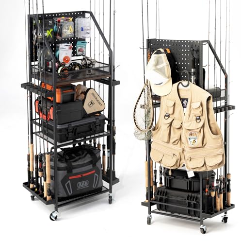 Fishing Rod Holders with Pegboard and Wheels X4335