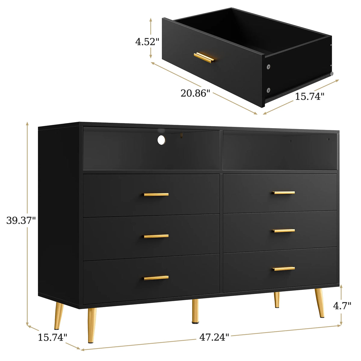 White 6 Drawer Wood Dresser I6732