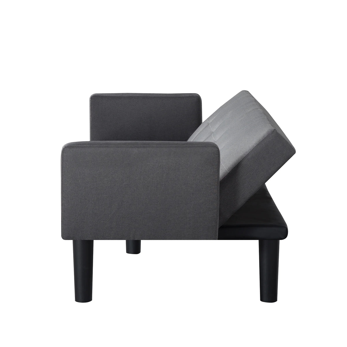Blue Faux Suede Futon Sofa Bed K93258