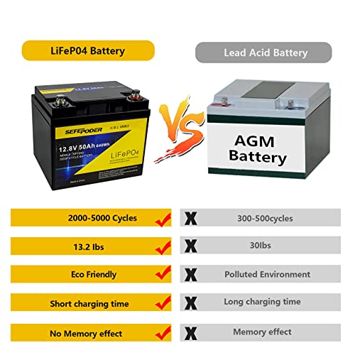 2 Pack 12V 15Ah LiFePO4 Deep Cycle Rechargeable Battery with 16A BMS M762