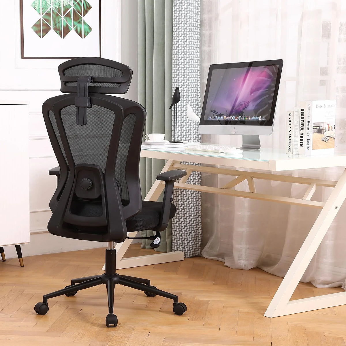Black Mesh Ergonomic High Back Office Chair with Lumbar Support J7342